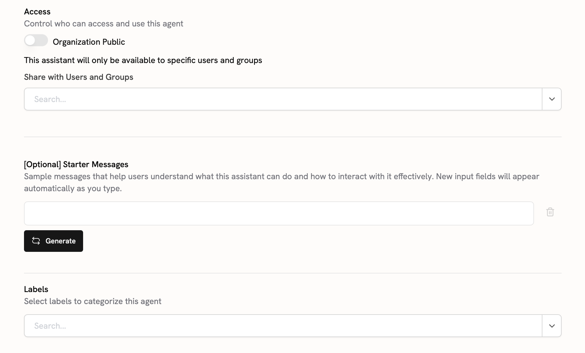 Sigma Agent Configuration page