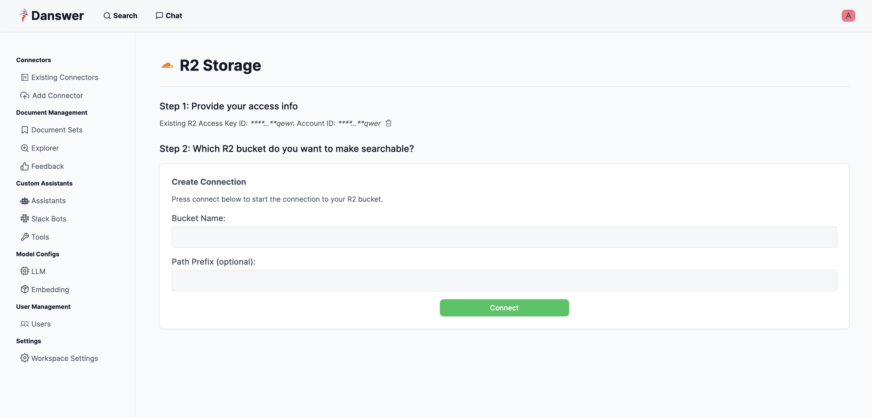 R2 credentials input