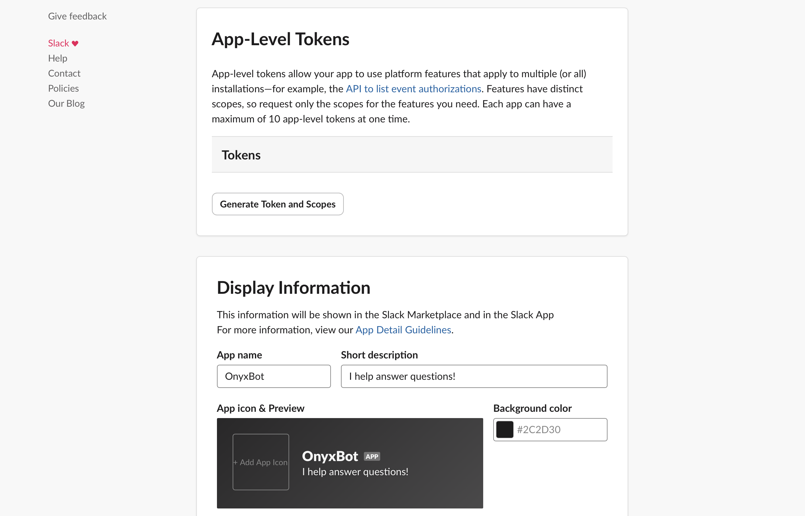 Sigma Slack Bot App Token