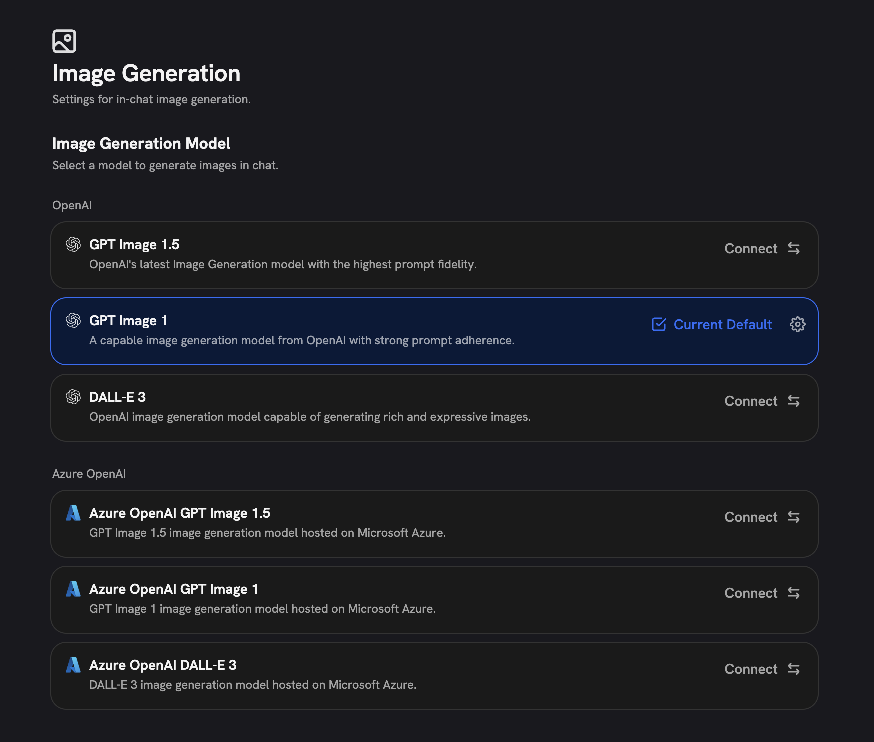 Image Generation Configuration Page